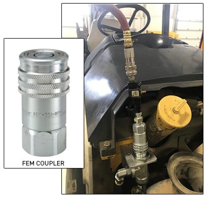 Simply attach an FEM-501-XX Coupler to the respective hose reels